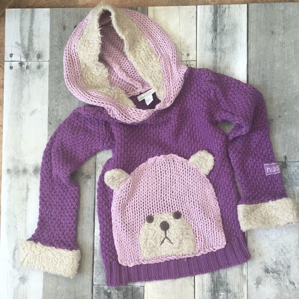 Hand Knitted naartjie kids purple teddy sweater 5